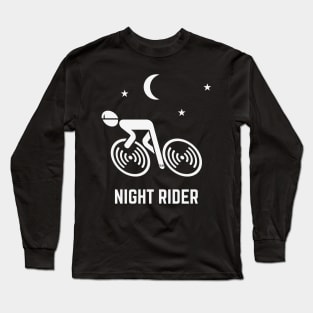 Night Rider (Racing Cyclist / Road Bike / Bicycle / White) Long Sleeve T-Shirt